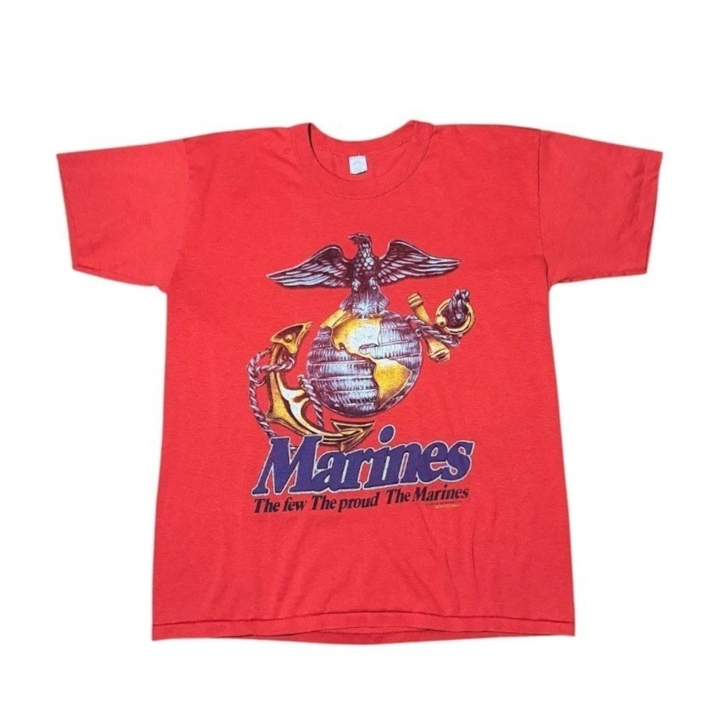 Vintage 90s Rothco USA Marines Corps Army Navy Soldier Insignia Graphic T-Shirt